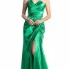 Cinderella Divine - CF290 Strapless Ruched V-neck Sheath Dress - 1 Pc Emerald In Size L Available