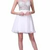 Cinderella Divine - CJ90S Sleeveless Bejeweled Illusion Bateau A-line Dress -Wedding Dresses shop online cinderella divine cj90s sleeveless bejeweled illusion bateau a line dress cocktail dresses 2 off white 5648259317817