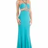 Cinderella Divine - CP812 Jeweled Sheer Midriff Sheath Gown