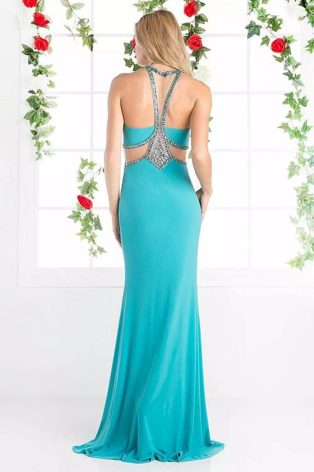 Cinderella Divine - CP812 Jeweled Sheer Midriff Sheath Gown 4 Cinderella Divine - CP812 Jeweled Sheer Midriff Sheath Gown - Image 2