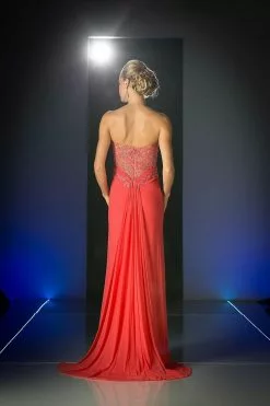 Cinderella Divine - Crisscrossed Strapless Applique Ornate Long Gown -Wedding Dresses shop online cinderella divine crisscrossed strapless applique ornate long gown special occasion dress 14841923502163