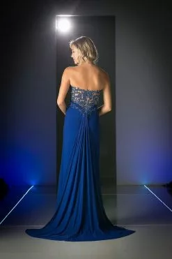 Cinderella Divine - Crisscrossed Strapless Applique Ornate Long Gown -Wedding Dresses shop online cinderella divine crisscrossed strapless applique ornate long gown special occasion dress 14841924485203