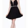 Cinderella Divine - Embellished Deep V-neck Short A-line Dress 1 Cinderella Divine - Embellished Deep V-neck Short A-line Dress -Wedding Dresses shop online cinderella divine embellished deep v neck short a line dress special occasion dress 5648318300217