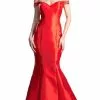 Cinderella Divine - Lace Off-Shoulder Satin Mermaid Prom Dress
