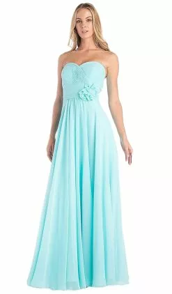 Cinderella Divine - Rosette Pleated Sweetheart Chiffon A-line Dress
