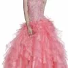 Cinderella Divine - Strapless Beaded Ruffled Evening Gown -Wedding Dresses shop online cinderella divine strapless beaded ruffled evening gown special occasion dress 2 coral 5648515629113