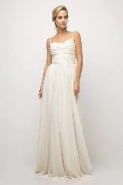 Cinderella Divine - UR136 Sleeveless Empire Waist Chiffon Dress -Wedding Dresses shop online cinderella divine ur136 sleeveless empire waist chiffon dress bridesmaid dresses 4 cream 28048663674963