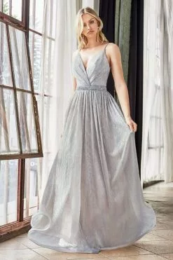 Cinderella Divine - UV006 Embellished Waist Metallic A-Line Dress 11 Cinderella Divine - UV006 Embellished Waist Metallic A-Line Dress -Wedding Dresses shop online cinderella divine uv006 embellished waist metallic a line dress bridesmaid dresses 2 silver 28048723247187