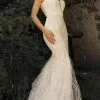 Cinderella Divine - V-Neck Feather Mermaid Bridal Gown C57W - 1 Pc Off White In Size 8 Available