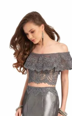 Clarisse - 4932 Scalloped Overlay Off-Shoulder Mermaid Gown -Wedding Dresses shop online clarisse 4932 scalloped overlay off shoulder mermaid gown special occasion dress 28887060054099