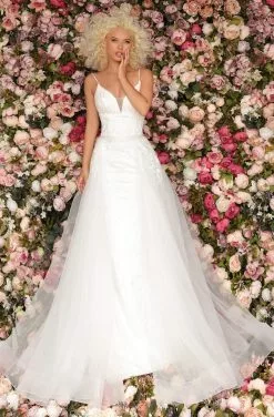 Clarisse - 8160 Sleeveless V Neck Sheath Dress With Overskirt 8 Clarisse - 8160 Sleeveless V Neck Sheath Dress With Overskirt -Wedding Dresses shop online clarisse 8160 sleeveless v neck sheath dress with overskirt evening dresses 0 ivory 28680934916179