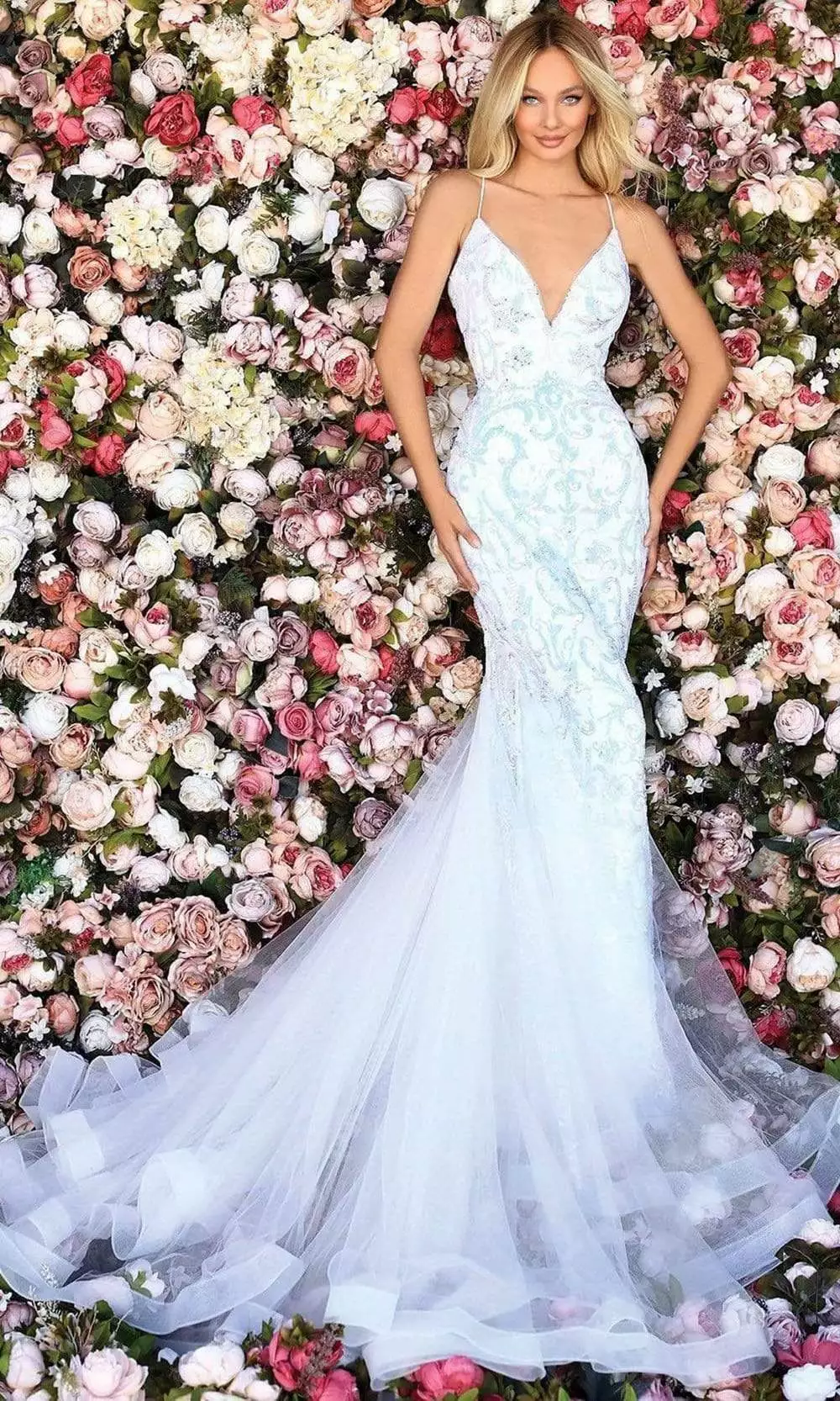 Clarisse - Sequined Embellished Mermaid Gown 800227 - 1 Pc Iridescent/White In Size 2 Available 3 Clarisse - Sequined Embellished Mermaid Gown 800227 - 1 Pc Iridescent/White In Size 2 Available