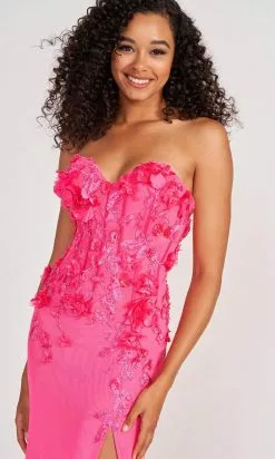 Colette For Mon Cheri CL2059 - 3D Floral Prom Gown -Wedding Dresses shop online colette for mon cheri cl2059 3d floral prom gown prom dresses 31458907291731