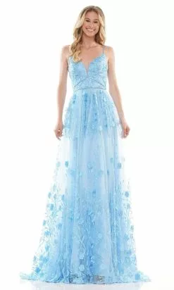 Colors Dress - 2726 Embroidered V-Neck A-Line Dress -Wedding Dresses shop online colors dress 2726 embroidered v neck a line dress prom dresses 2 blue 29332989083731