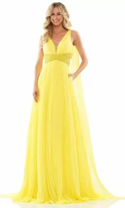 Colors Dress 2895 - Sleeveless V-Neck Prom Dress -Wedding Dresses shop online colors dress 2895 sleeveless v neck prom dress special occasion dress 00 yellow 31977352396883