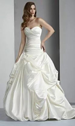 Da Vinci Bridal - 50004 Strapless Pleat-Ornate Satin Bridal Ballgown