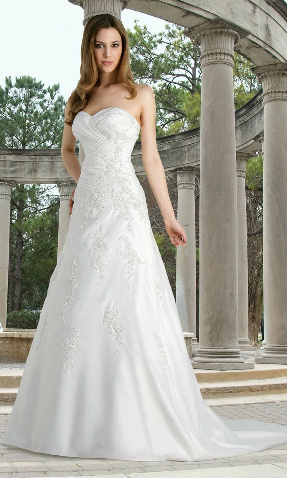 Da Vinci Bridal - 50070 Sweetheart Pleated Satin Embroidered Gown 3 Da Vinci Bridal - 50070 Sweetheart Pleated Satin Embroidered Gown