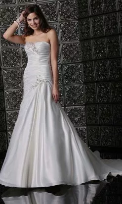 Da Vinci Bridal - 50143 Strapless Pleated Bedazzled Gown