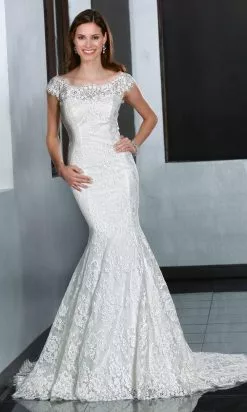 Da Vinci Bridal - 50195 Cowl Scoop Neck Pleated Gown