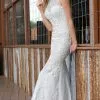 Da Vinci Bridal - 50293 Jewel Lacey Keyhole Back Sheath Gown -Wedding Dresses shop online da vinci bridal 50293 jewel lacey keyhole back sheath gown bridal dresses 2 white 15450289340499