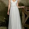 Da Vinci Bridal - 50322 Sleeveless Deep V Neck A-line Dress -Wedding Dresses shop online da vinci bridal 50322 sleeveless deep v neck a line dress bridal dresses 2 white 15450407370835