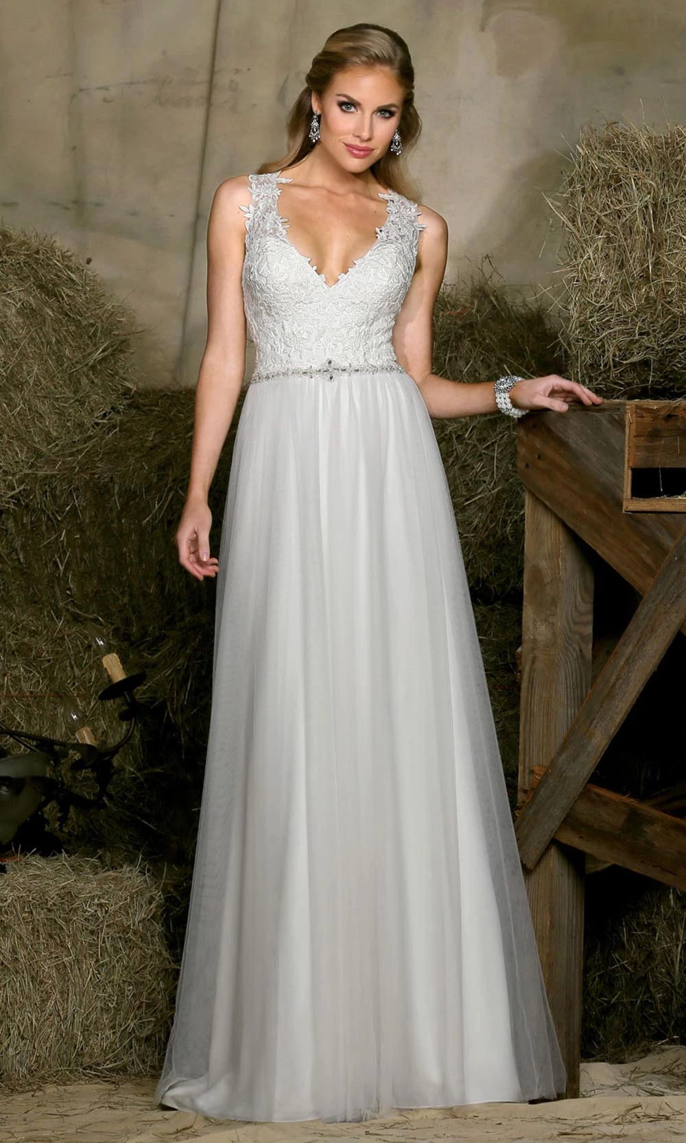 Da Vinci Bridal - 50322 Sleeveless Deep V Neck A-line Dress 3 Da Vinci Bridal - 50322 Sleeveless Deep V Neck A-line Dress