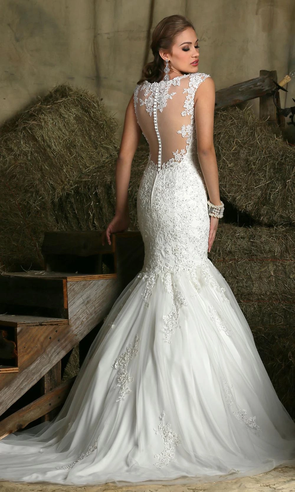 Da Vinci Bridal - 50330 Embroidery Tulle Mermaid Illusion Gown 4 Da Vinci Bridal - 50330 Embroidery Tulle Mermaid Illusion Gown - Image 2