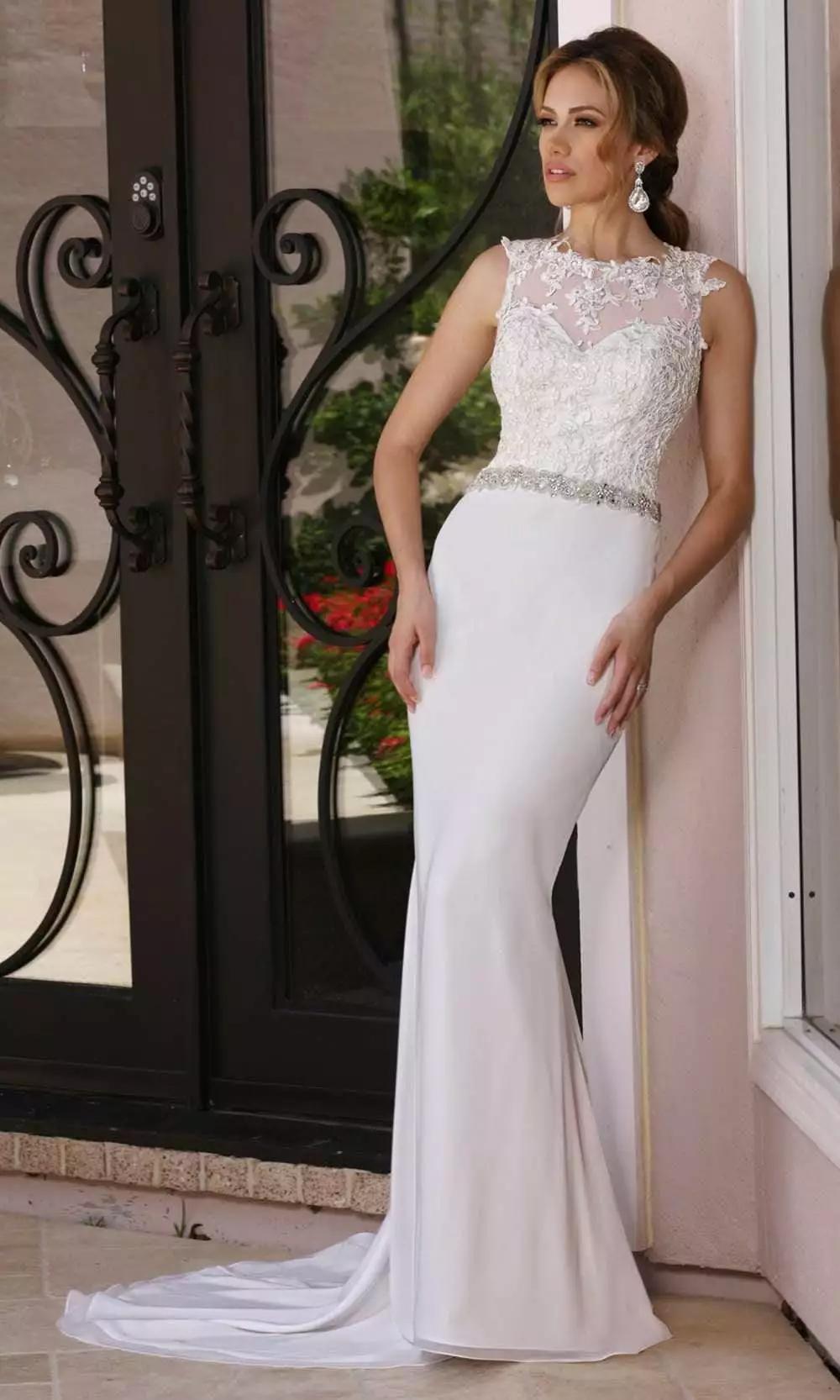 Da Vinci Bridal - 50364 Illusion Back Jewel Sheath Dress 3 Da Vinci Bridal - 50364 Illusion Back Jewel Sheath Dress