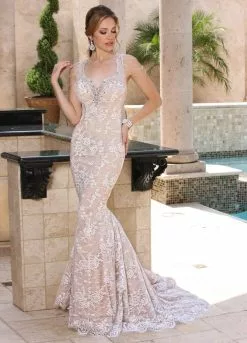 Da Vinci Bridal - 50369 Sleeveless Beaded Lace Mermaid Wedding Dress -Wedding Dresses shop online da vinci bridal 50369 sleeveless beaded lace mermaid wedding dress wedding dresses 15445930016851