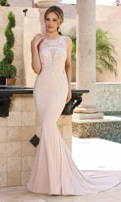 Da Vinci Bridal - 50371 Sleeveless Illusion Lace Neckline Mermaid Gown