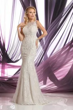 Da Vinci Bridal - 50385 Sheer Bateau Neckline Lace Tulle Wedding Gown -Wedding Dresses shop online da vinci bridal 50385 sheer bateau neckline lace tulle wedding gown bridal dresses 15445930770515