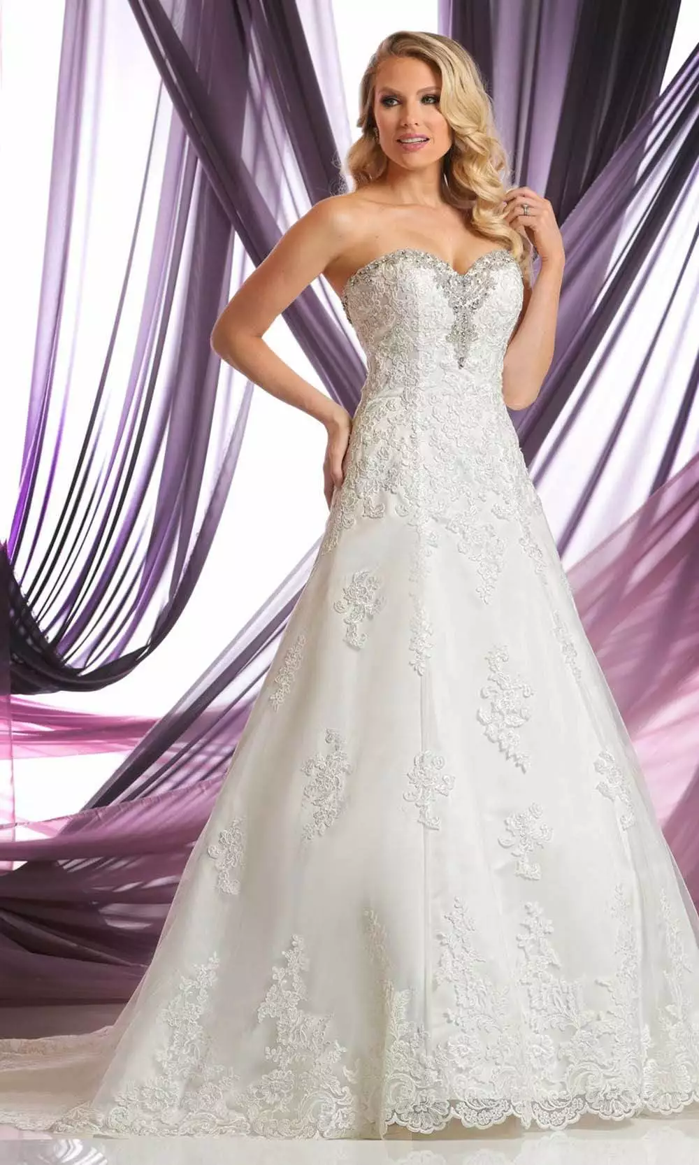 Da Vinci Bridal - 50389 Embellished Floral Strapless A-line Gown 3 Da Vinci Bridal - 50389 Embellished Floral Strapless A-line Gown