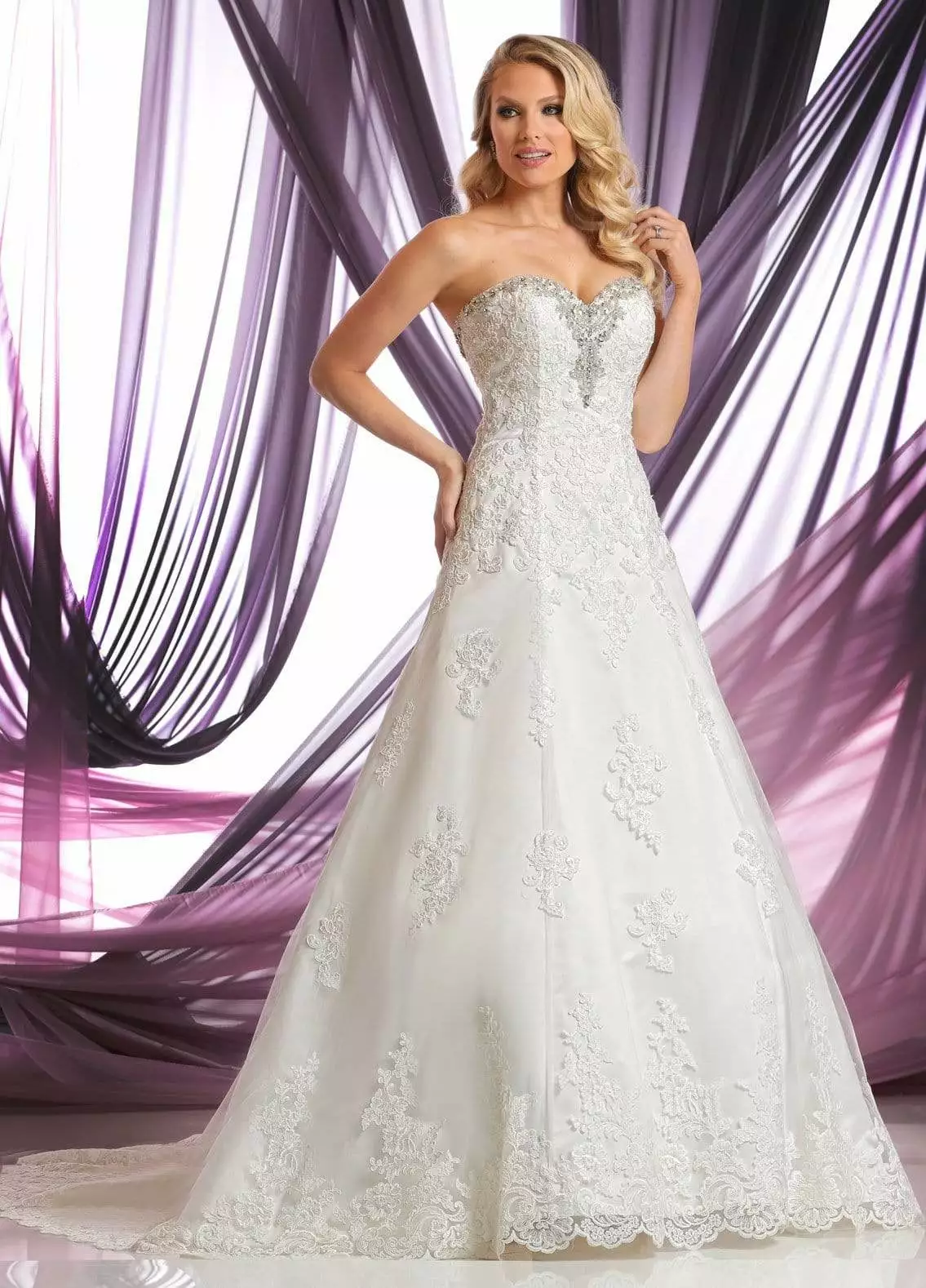 Da Vinci Bridal - 50389 Embellished Floral Strapless A-line Gown 5 Da Vinci Bridal - 50389 Embellished Floral Strapless A-line Gown - Image 3