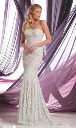 Da Vinci Bridal - 50409 Strapless Art Deco Lace Mermaid Wedding Dress