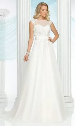 Da Vinci Bridal - 50419 Sleeveless Illusion A-line Dress