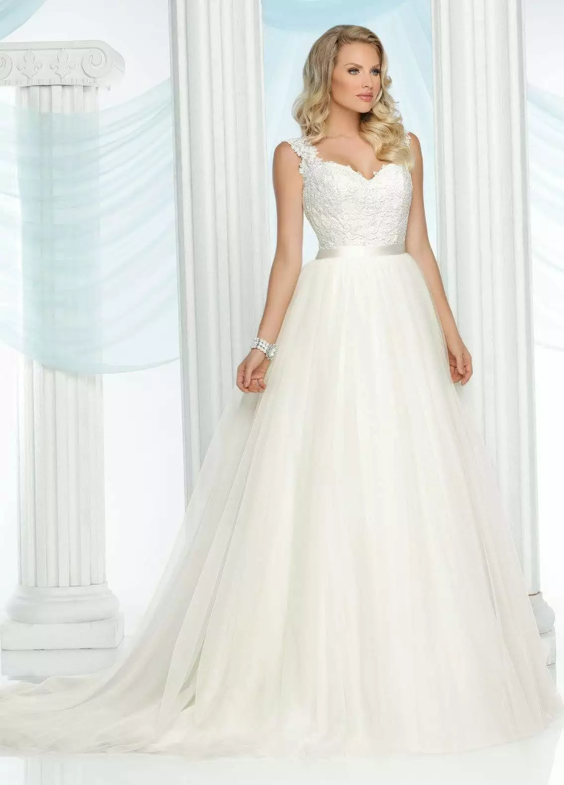 Da Vinci Bridal - 50430 Sweetheart Tulle Ballgown With Chapel Train 5 Da Vinci Bridal - 50430 Sweetheart Tulle Ballgown With Chapel Train - Image 3