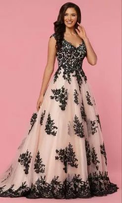 Da Vinci Bridal - 50438 Lace V Neck Tulle Ballgown