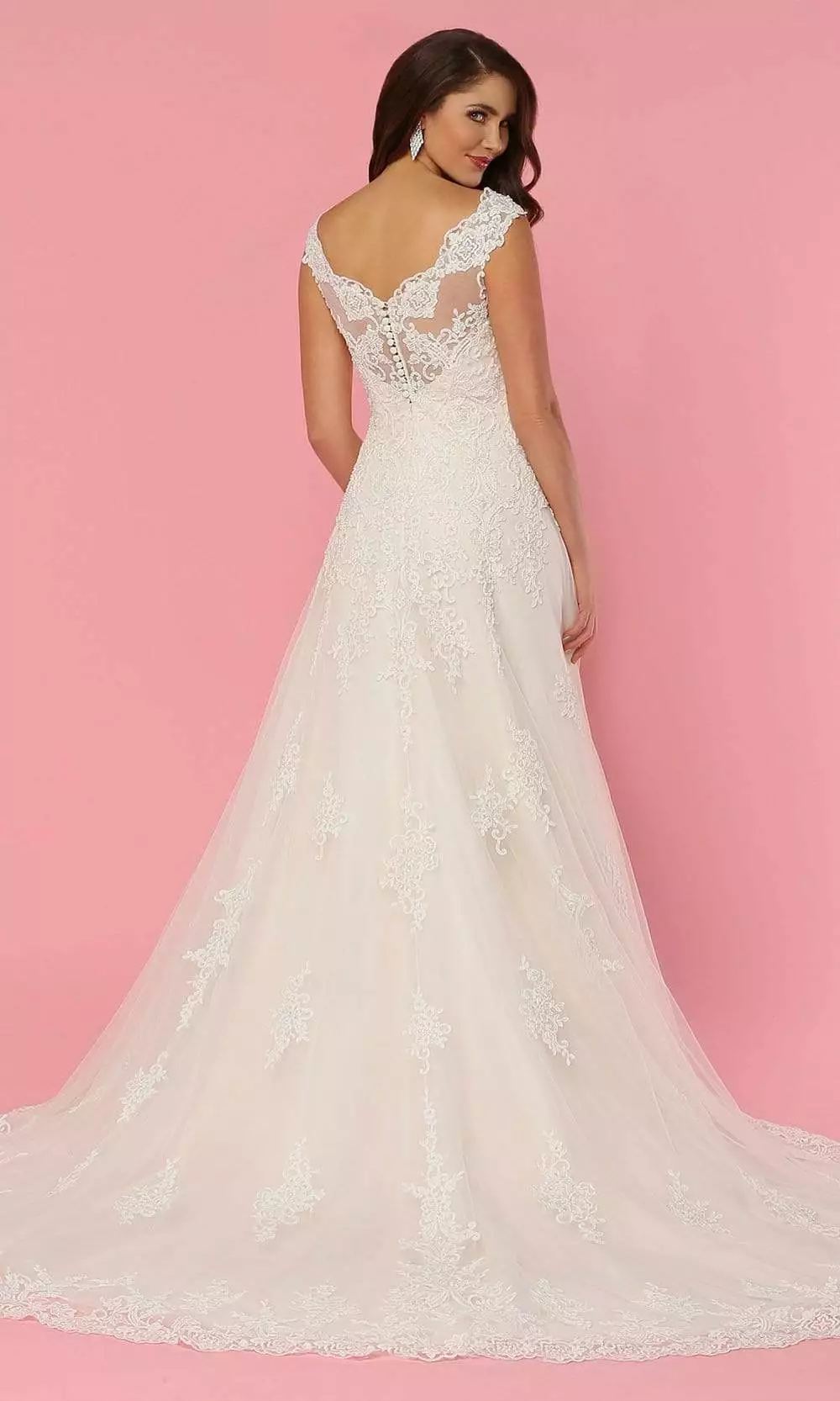 Da Vinci Bridal - 50444 V-Neck Lace Applique Tulle A-Line Wedding Gown 4 Da Vinci Bridal - 50444 V-Neck Lace Applique Tulle A-Line Wedding Gown - Image 2