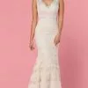 Da Vinci Bridal - 50447 V Neck Lace Over Satin Mermaid Bridal Gown