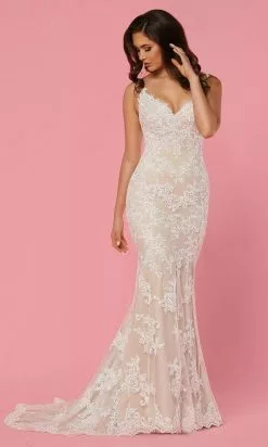 Da Vinci Bridal - 50449 Open Back Tulle Lace Mermaid Wedding Gown