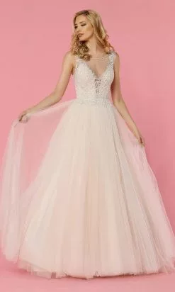 Da Vinci Bridal - 50457 Embellished Illusion Lace Bodice Wedding Gown