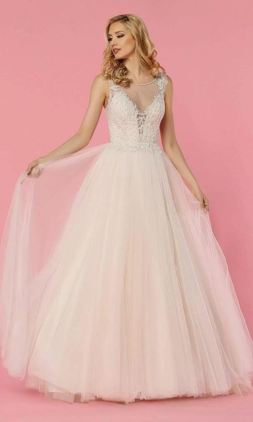 Da Vinci Bridal - 50457 Embellished Illusion Lace Bodice Wedding Gown 3 Da Vinci Bridal - 50457 Embellished Illusion Lace Bodice Wedding Gown