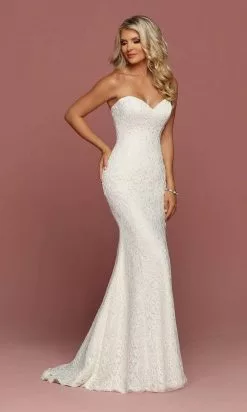 Da Vinci Bridal - 50491 Lace Textured Sheath Dress
