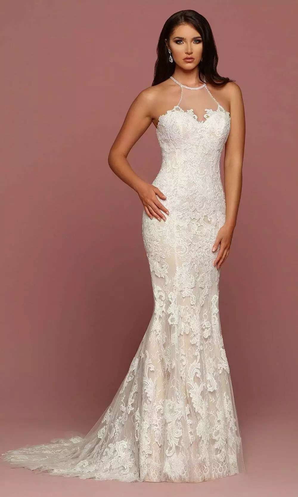 Da Vinci Bridal - 50500 Illusion Halter Neck Lace Applique Tulle Gown 5 Da Vinci Bridal - 50500 Illusion Halter Neck Lace Applique Tulle Gown - Image 3