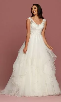 Da Vinci Bridal - 50501 V Back Lace Tiered Tulle Dress