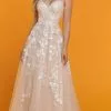 Da Vinci Bridal - 50513 Floral Lace Applique Tulle A-Line Wedding Gown