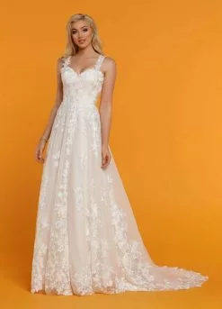 Da Vinci Bridal - 50521 Floral Lace Applique A-Line Wedding Dress -Wedding Dresses shop online da vinci bridal 50521 floral lace applique a line wedding dress bridal dresses 15445951578195