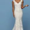 Da Vinci Bridal - 50542 Beaded Lace Tulle Sheath Wedding Dress