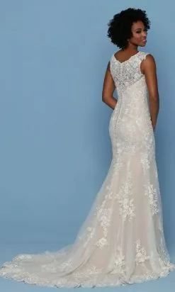 Da Vinci Bridal - 50542 Beaded Lace Tulle Sheath Wedding Dress -Wedding Dresses shop online da vinci bridal 50542 beaded lace tulle sheath wedding dress wedding dresses 15449143705683