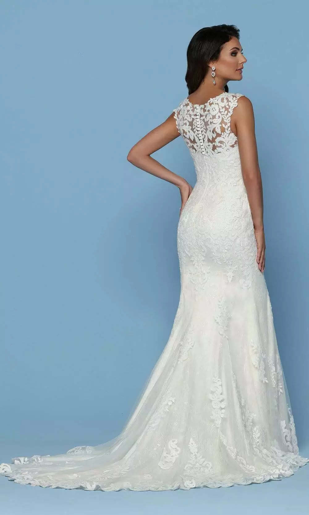 Da Vinci Bridal - 50549 V-Neck Filigree Lace Sheath Wedding Dress 4 Da Vinci Bridal - 50549 V-Neck Filigree Lace Sheath Wedding Dress - Image 2